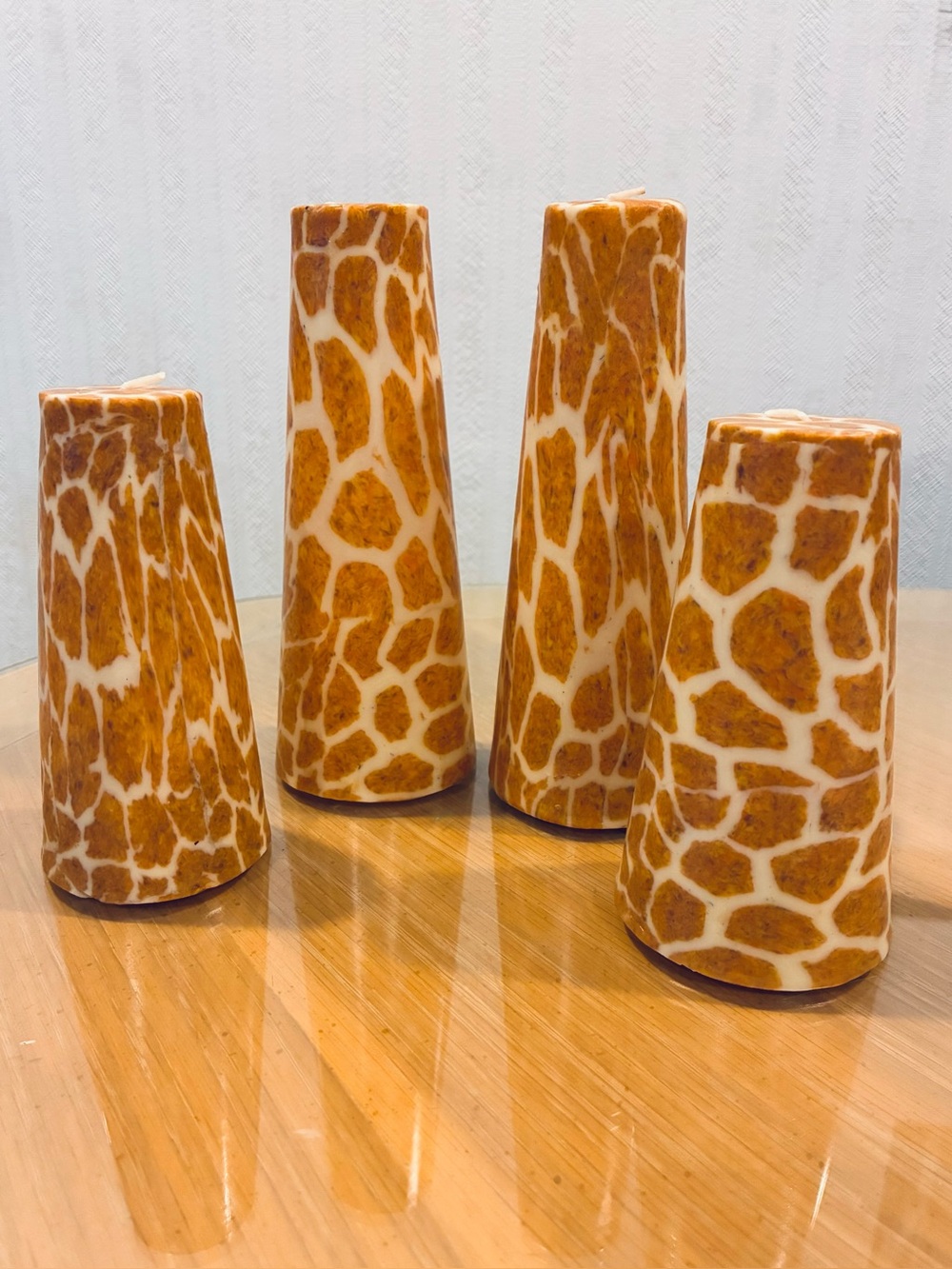 NWOT Animal Print Candles. Giraffe Printed Candles. Set of 4